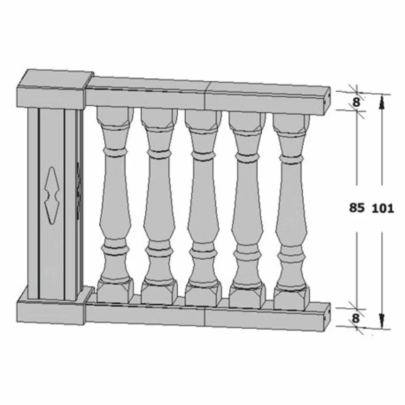 Casa Padrino Barock Balustrade mit Säule Cremeweiß 128 x 28 x H. 101 cm - Barockstil Geländer - Garten & Terrassen Deko Accessoires