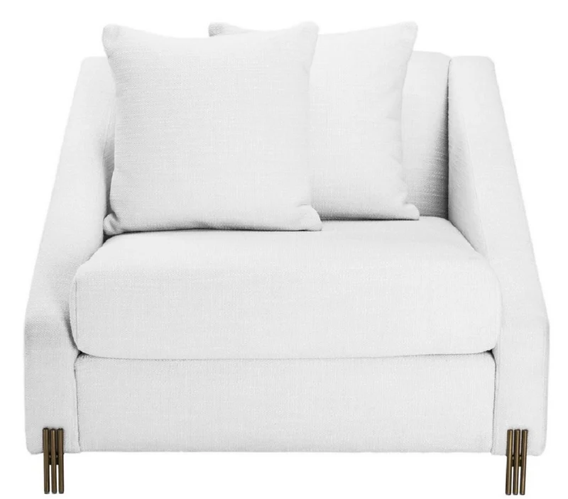 Casa Padrino Luxus Sessel Weiß / Messingfarben 88 x 94 x H. 73 cm - Wohnzimmer Sessel mit 2 Kissen - Luxus Möbel
