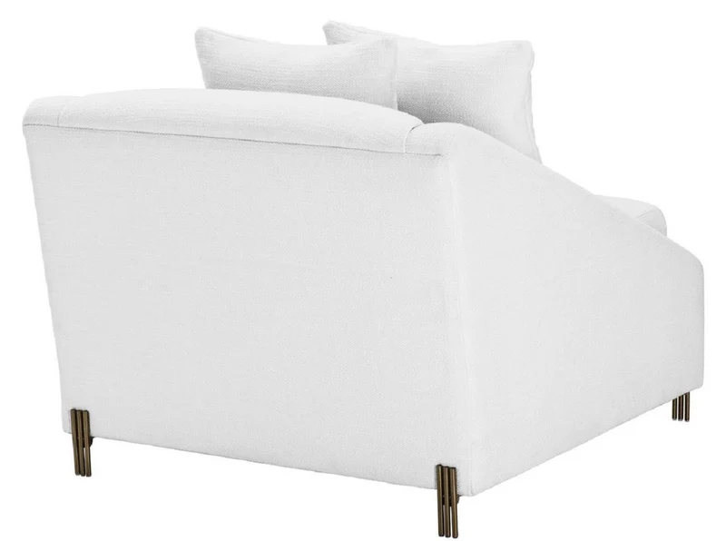 Casa Padrino Luxus Sessel Weiß / Messingfarben 88 x 94 x H. 73 cm - Wohnzimmer Sessel mit 2 Kissen - Luxus Möbel