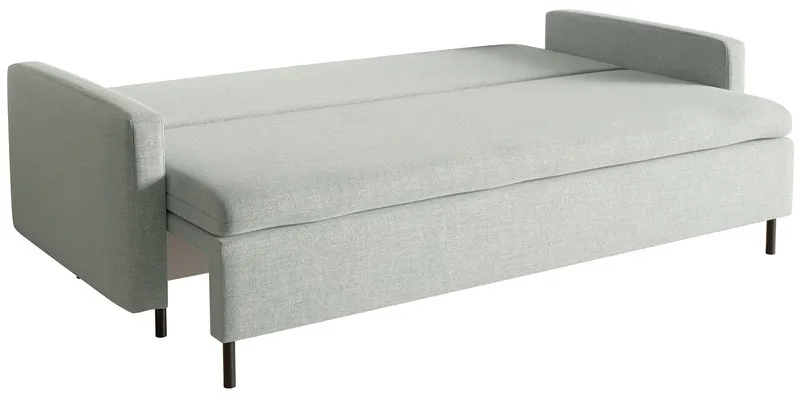 Dreisitziges ausklappbares Sofa Umpro mit Stauraum, minzgrüner Chenille, leicht zu reinigen