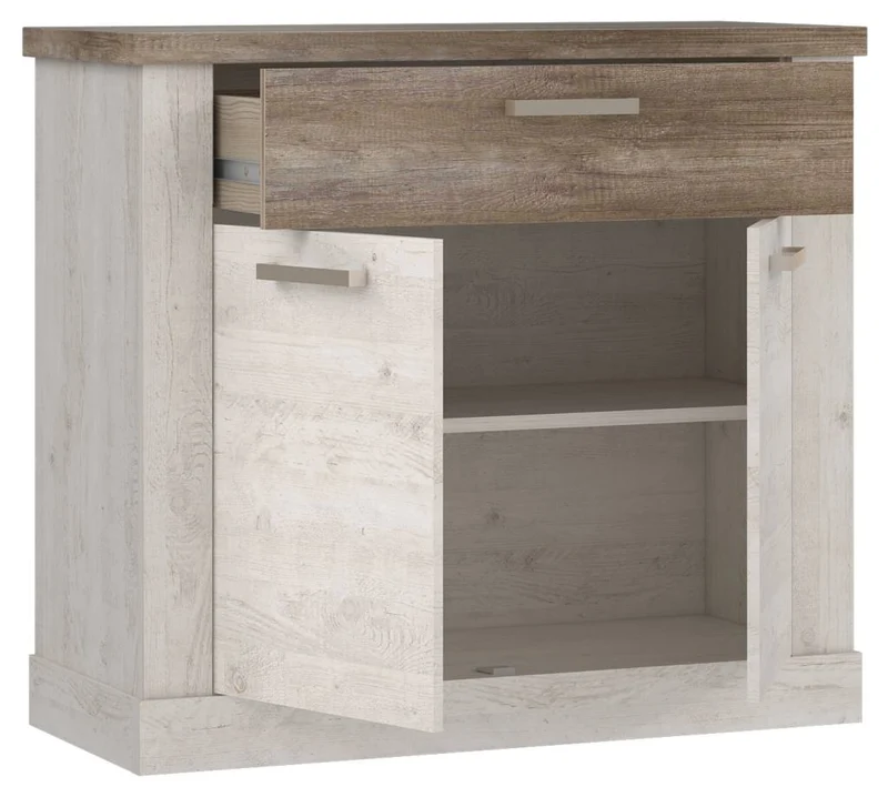 Sideboard DURO 2 Türen und 1 Schublade, in Pinie weiß antik