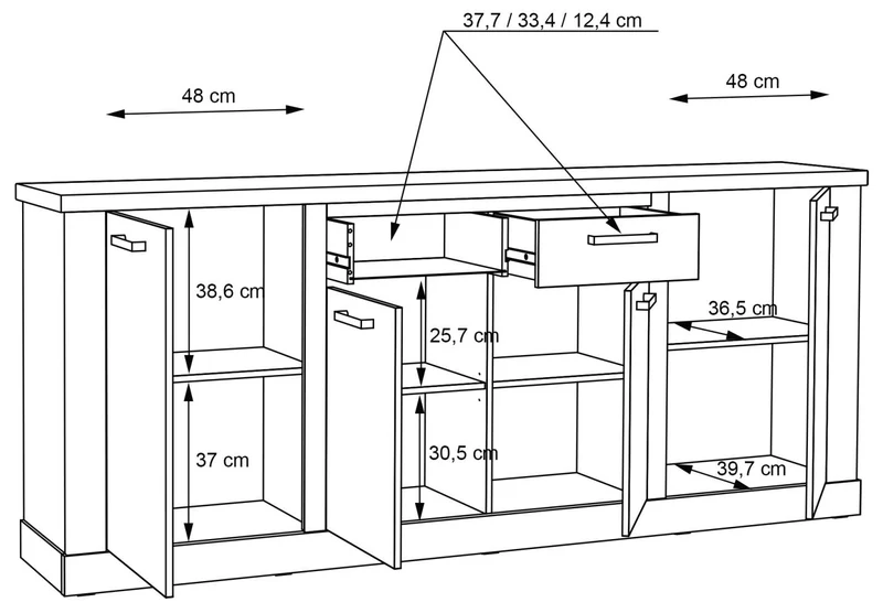 Sideboard CORONA 4 Türen 2 Schubladen Optik: Artisan Eiche von Forte