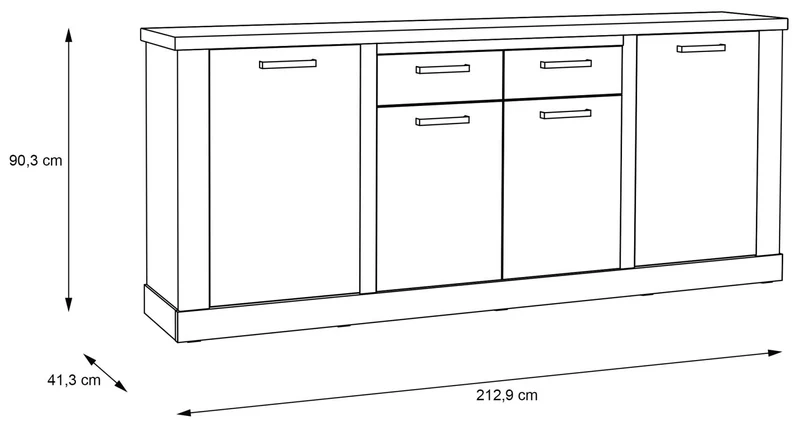Sideboard CORONA 4 Türen 2 Schubladen Optik: Artisan Eiche von Forte