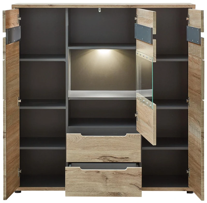 Highboard BELLANO Viking Oak Nature mit Graphit