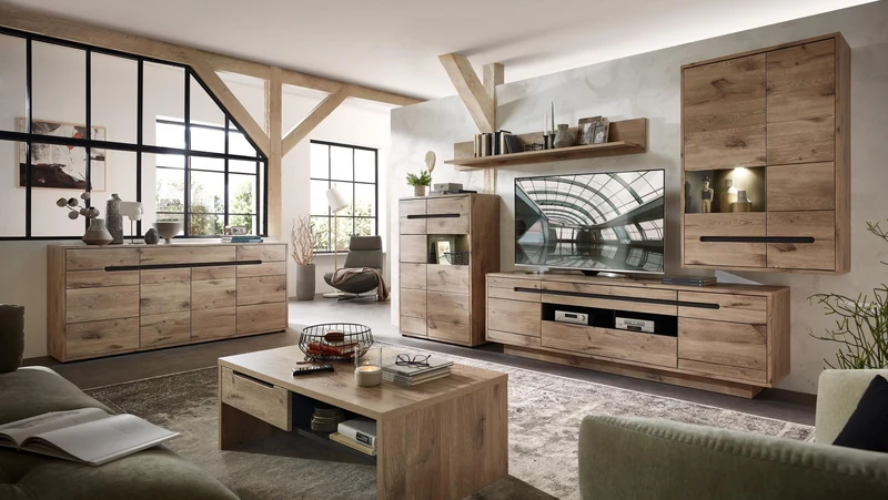 Sideboard BELLANO Viking Oak Nature mit Graphit