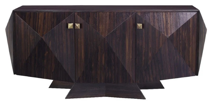 Casa Padrino Luxus Art Deco Sideboard Dunkelbraun 207 x 63 x H. 90 cm - Edler Wohnzimmerschrank mit 3 Türen - Art Deco Möbel
