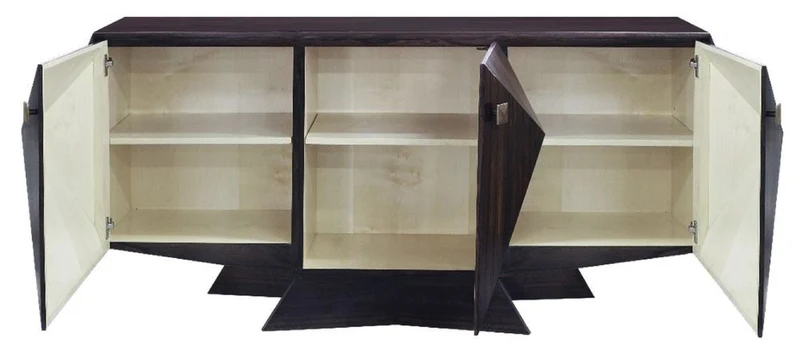 Casa Padrino Luxus Art Deco Sideboard Dunkelbraun 207 x 63 x H. 90 cm - Edler Wohnzimmerschrank mit 3 Türen - Art Deco Möbel