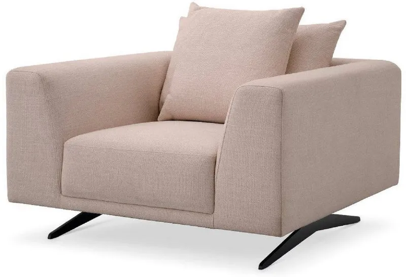 Casa Padrino Luxus Wohnzimmer Sessel mit Kissen Sandfarben / Bronze 110 x 108 x H. 64 cm - Wohnzimmer Möbel - Luxus Möbel