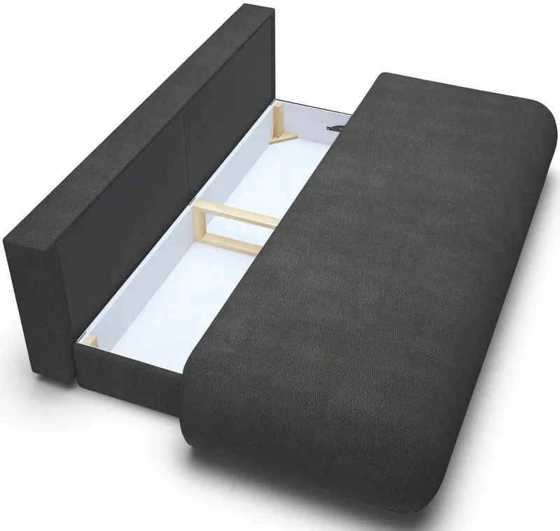 Dreisitziges ausklappbares Sofa Armone in Graphit Chenille