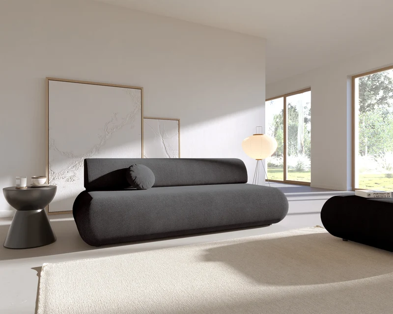 Dreisitziges ausklappbares Sofa Armone in Graphit Chenille