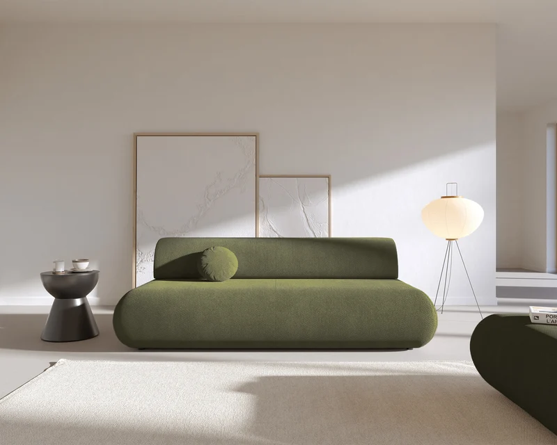 Drei-Sitzer-Schlafsofa Armone in Olivgrün Chenille