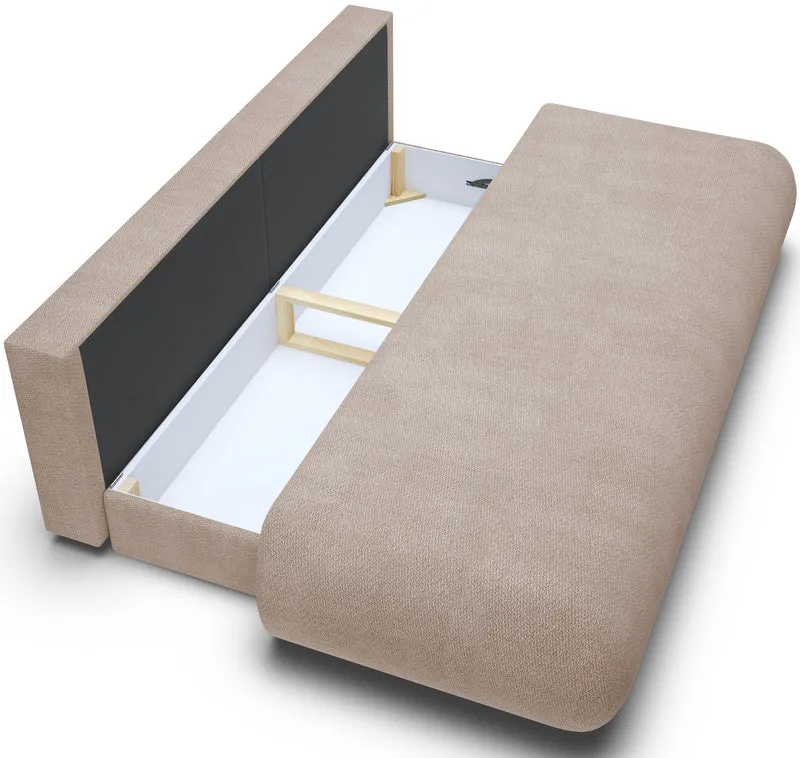 Dreisitziges ausklappbares Sofa Armone in Beige, Chenille