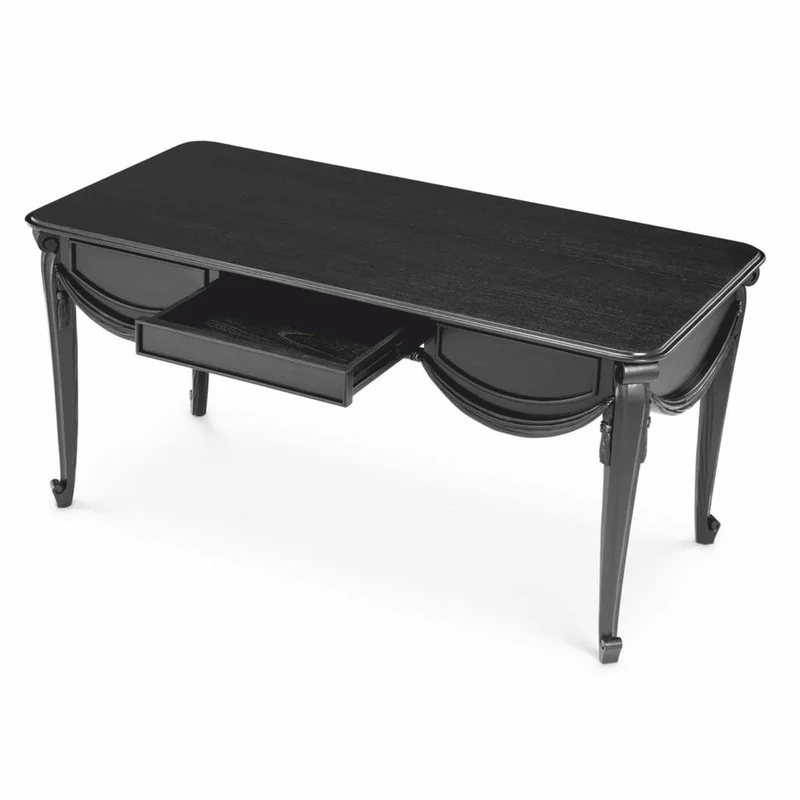 Casa Padrino Luxus Barock Schreibtisch Schwarz 160 cm - Barock Büro Möbel