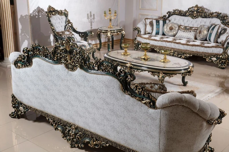 Casa Padrino Luxus Barock Beistelltisch Beige / Weiß / Grün / Gold - Prunkvoller Massivholz Tisch im Barockstil - Barock Wohnzimmer Möbel - Edel & Prunkvoll