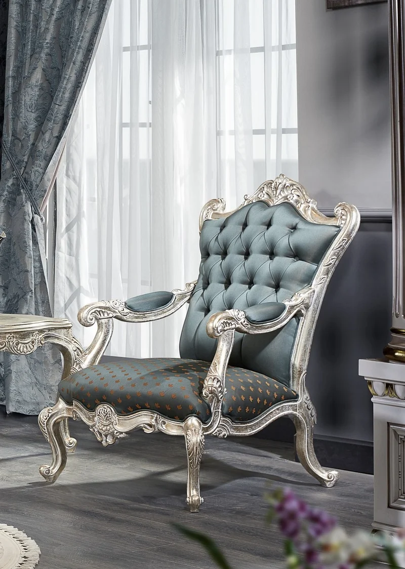 Casa Padrino Luxus Barock Wohnzimmer Set - 1 Chesterfield Sofa & 1 Chesterfield Thron Sessel & 1 Beistelltisch - Barock Wohnzimmermöbel