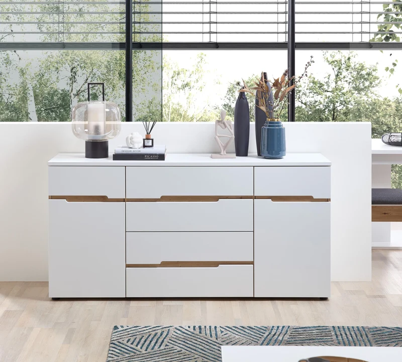 Sideboard MEMPHIS Weiß mit Artisan Eiche Nachbildung