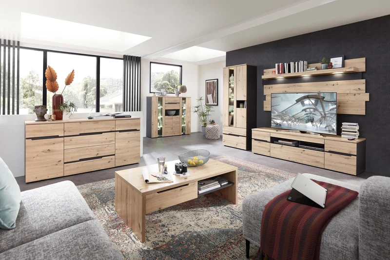Highboard MEMPHIS Artisan Eiche Graphit Nachbildung