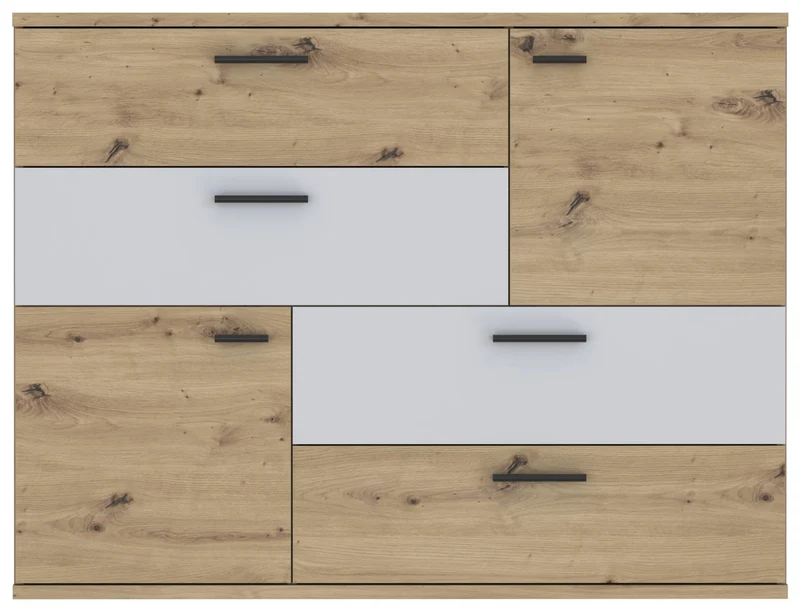 Kommode SKIVE Optik: Artisan Eiche / Secret Grey 2-trg. 4 Schubladen