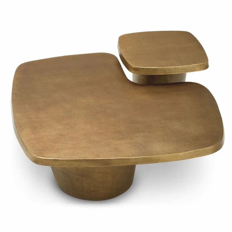 Casa Padrino Luxus Aluminium Couchtisch Set Vintage Messing - Hotel & Wohnzimmer Möbel