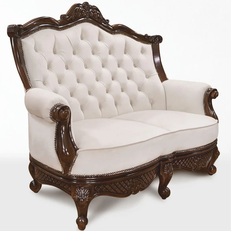 Casa Padrino Luxus Barock Leder Sofa Weiß / Dunkelbraun 150 cm - Barock Möbel