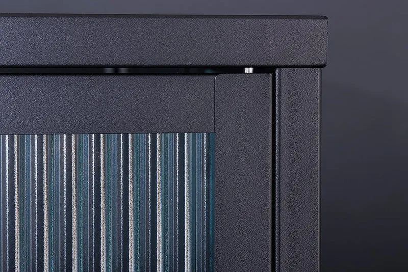Modernes TV-Lowboard TRIADO 90cm schwarz Metall Riffelglas