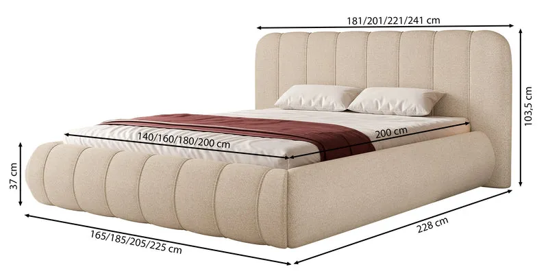 Polsterbett 140x200 cm Malunna mit Stauraum, Metallrahmen, grauer, pflegeleichter Chenillestoff