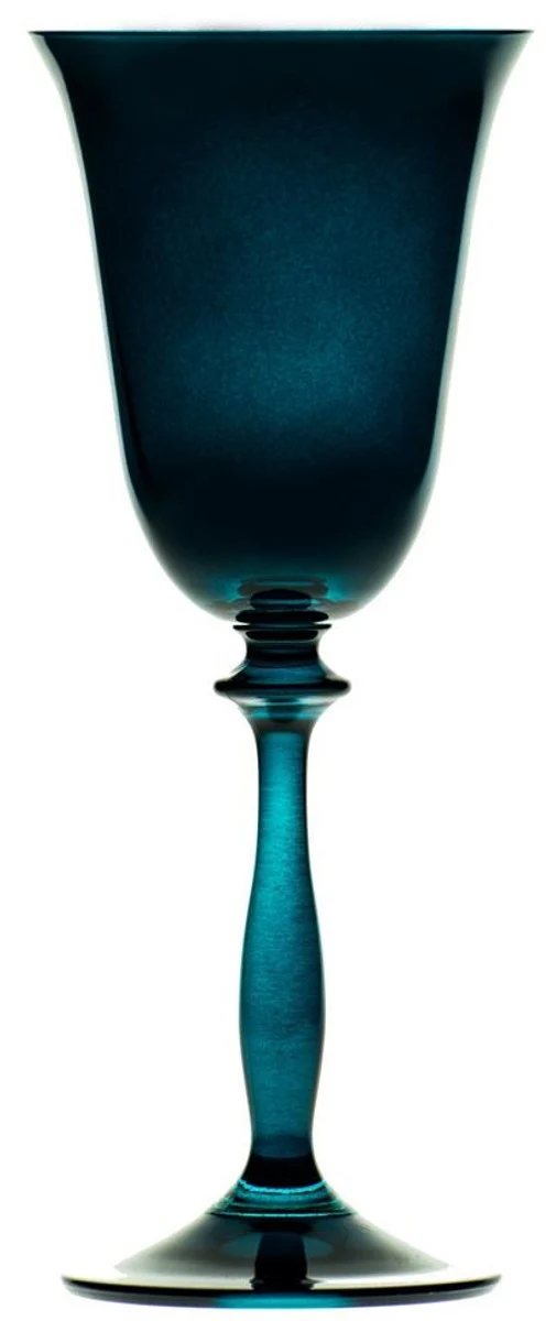 Casa Padrino Luxus Barock Weißweinglas 6er Set Blau-Grün Ø 8,5 x H. 21 cm - Handgefertigte Weingläser - Hotel & Restaurant Accessoires - Luxus Qualität