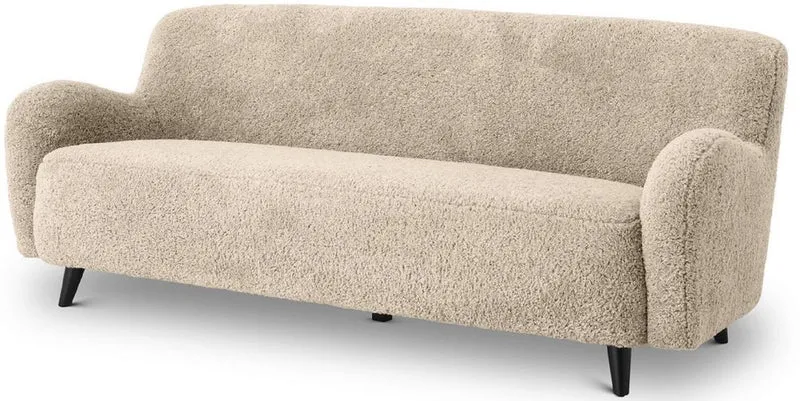 Casa Padrino Luxus Wohnzimmer Sofa Sandfarben / Schwarz 200 x 70 x H. 75 cm - Wohnzimmer Möbel - Luxus Möbel