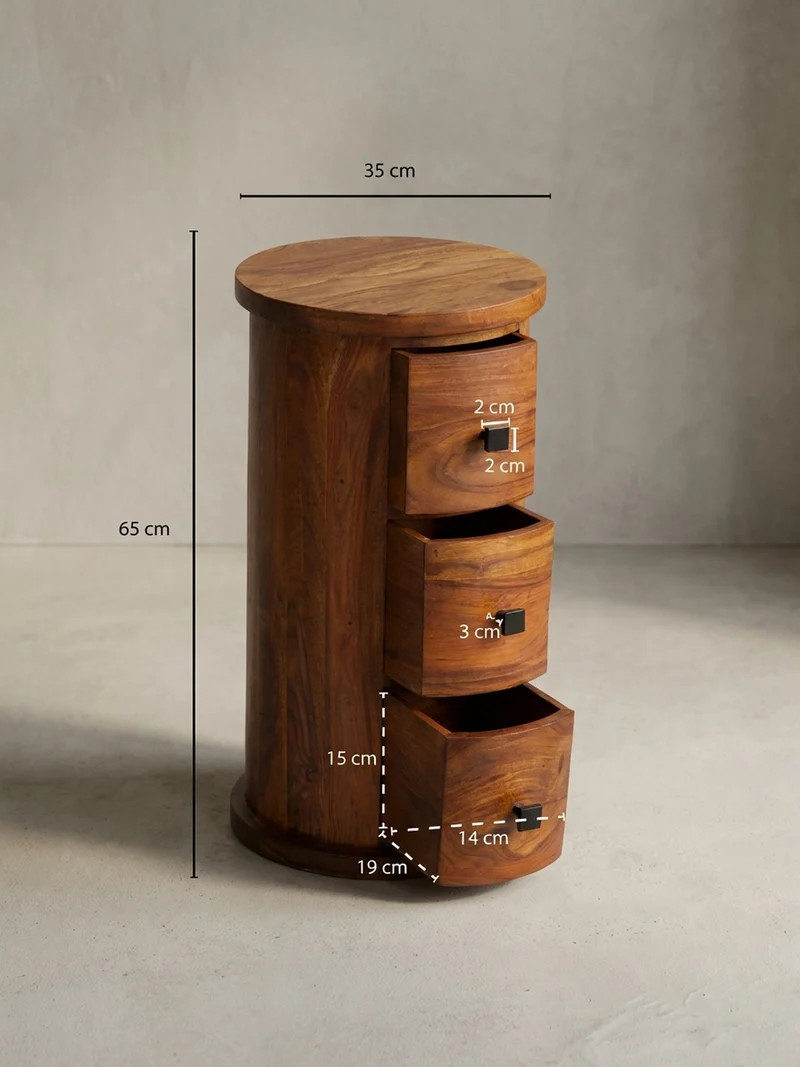 Kommode – Massivholz, 3 Schubladen, rustikal