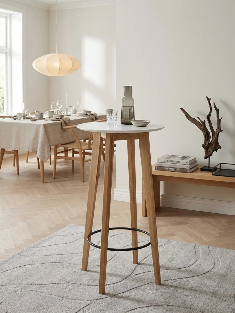 Bartisch – Skandinavisch, Eiche, rund, 50 kg Belastbarkeit