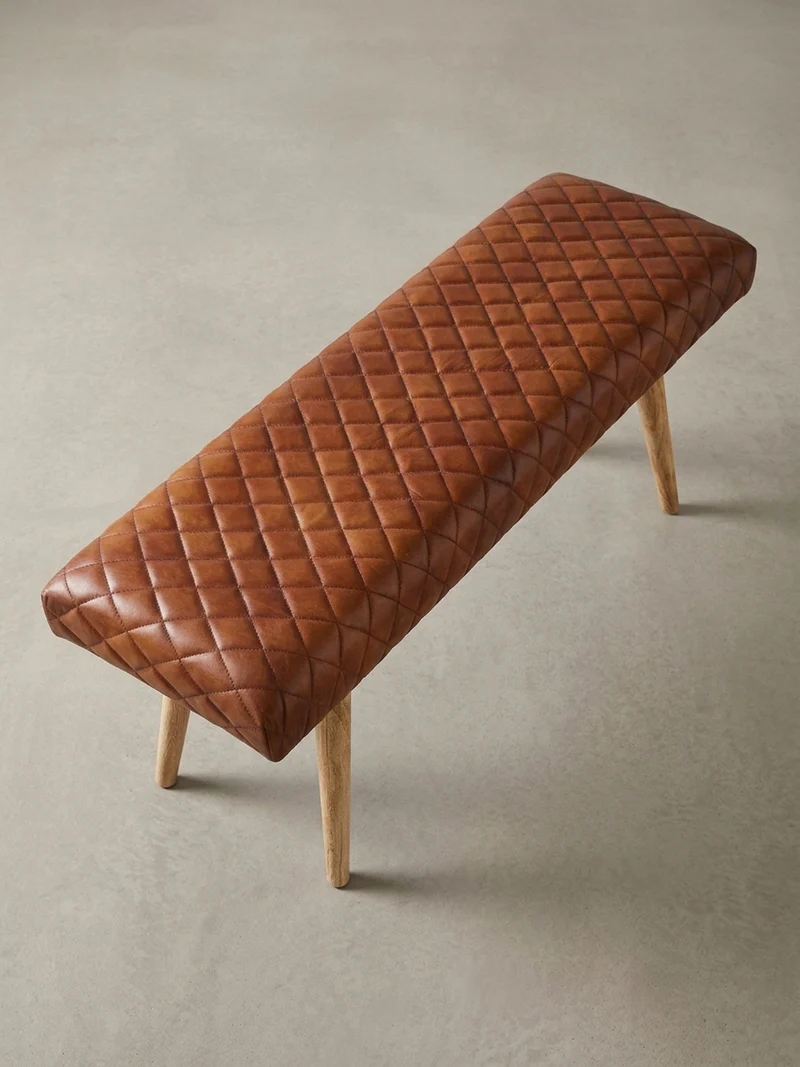 Sitzbank – Echtleder/Holz, Springbock-Stil