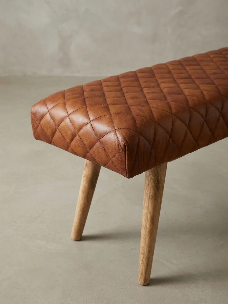 Sitzbank – Echtleder/Holz, Springbock-Stil