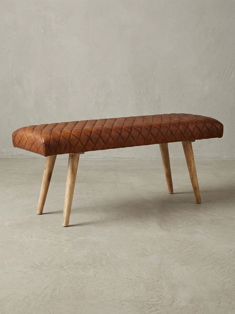 Sitzbank – Echtleder/Holz, Springbock-Stil