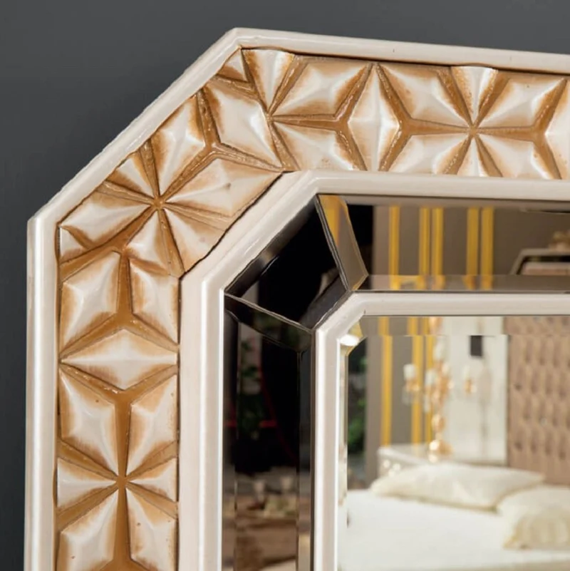 Casa Padrino Luxus Barock Schlafzimmer Kommode mit Spiegel Weiß / Gold - Barock Schlafzimmer Möbel - Edel & Prunkvoll