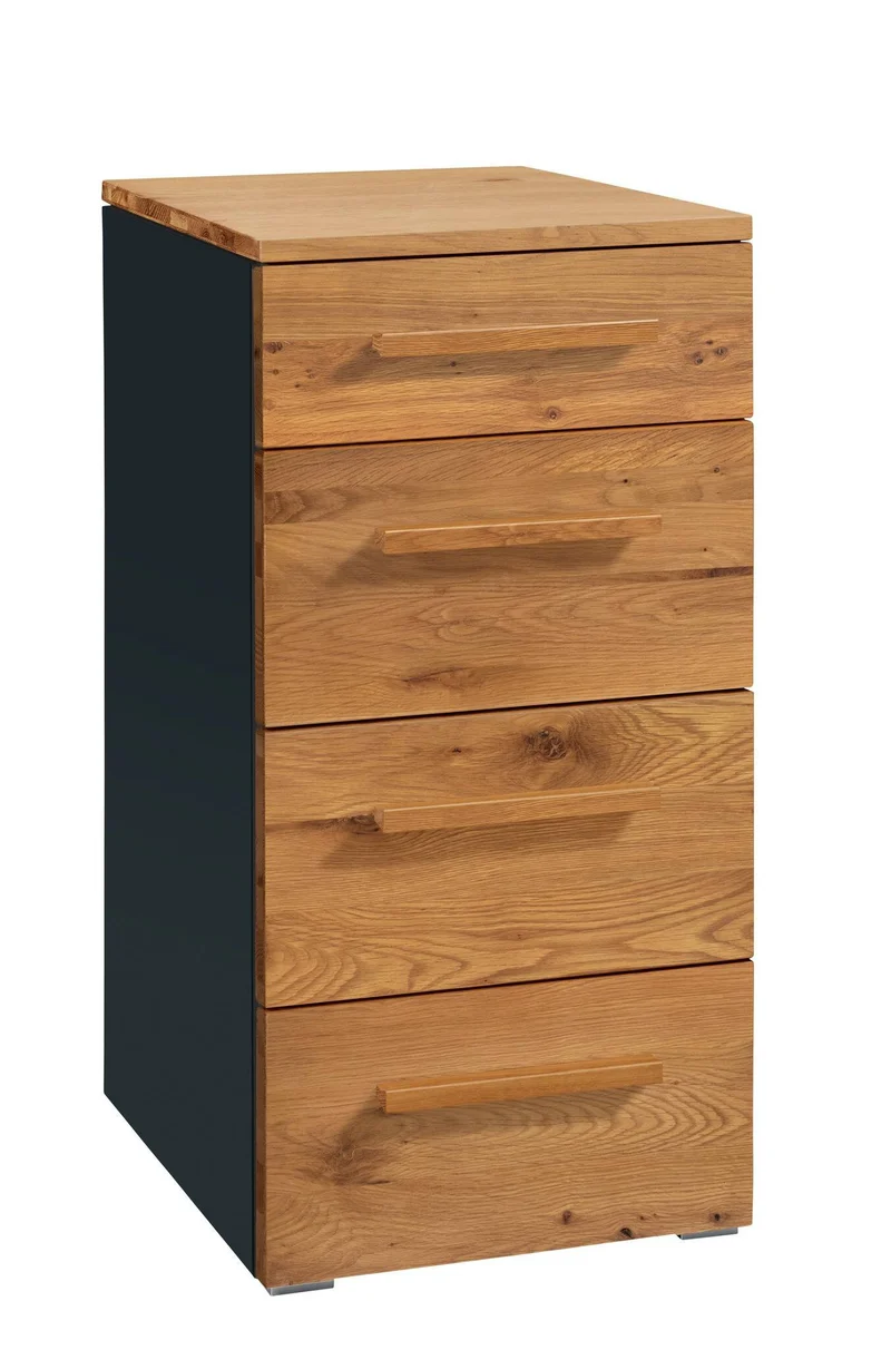 Hasena Kommode Quatro Wildeiche mit 4 Schubladen, Korpus Schwarz