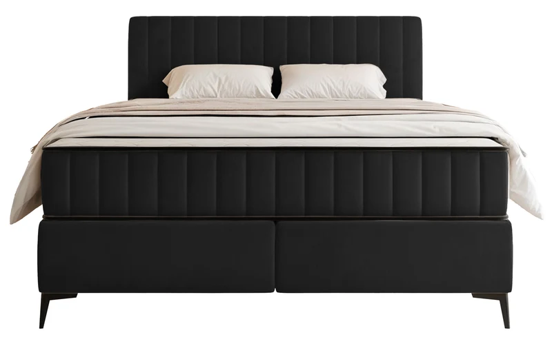 Kontinentalbett 180x200 cm Mufasso mit Stauraum, schwarzer Velours, wasserabweisend