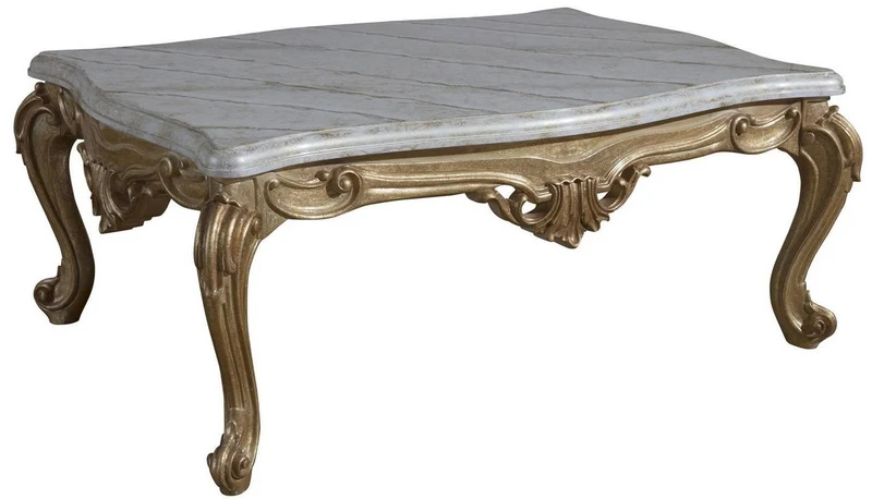 Casa Padrino Luxus Barock Wohnzimmer Set Gold / Weiß / Grau / Gold - 2 Sofas & 2 Sessel & 1 Couchtisch - Barock Wohnzimmer Möbel - Edel & Prunkvoll