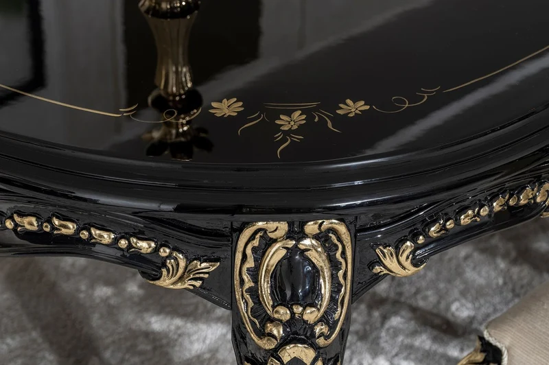 Casa Padrino Luxus Barock Esstisch Schwarz / Gold - Prunkvoller Barockstil Küchentisch - Luxus Esszimmer Möbel im Barockstil - Barock Esszimmer Möbel - Barock Einrichtung