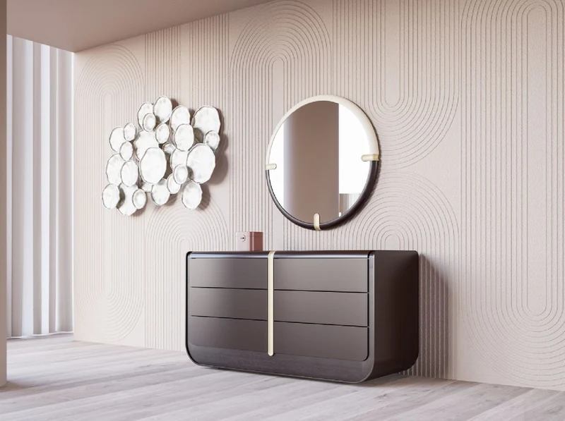 Casa Padrino Luxus Massivholz Kommode mit 6 Schubladen Schwarz / Beige 160 x 56 x H. 85 cm - Schlafzimmer Kommode - Schlafzimmer Möbel - Luxus Möbel - Luxus Einrichtung - Möbel Luxus
