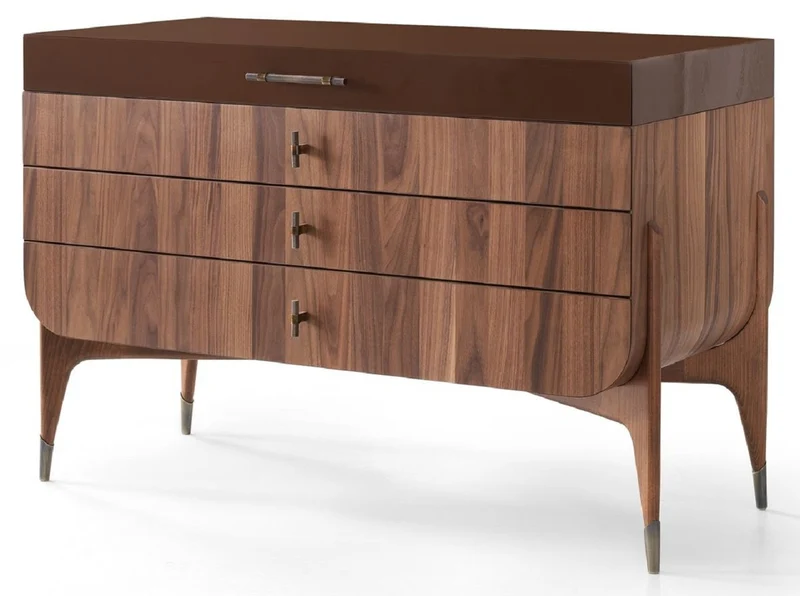 Casa Padrino Luxus Massivholz Kommode mit 4 Schubladen Braun / Dunkelbraun 123 x 60 x H. 82 cm - Schlafzimmer Kommode - Schlafzimmer Möbel - Luxus Möbel - Luxus Einrichtung - Möbel Luxus