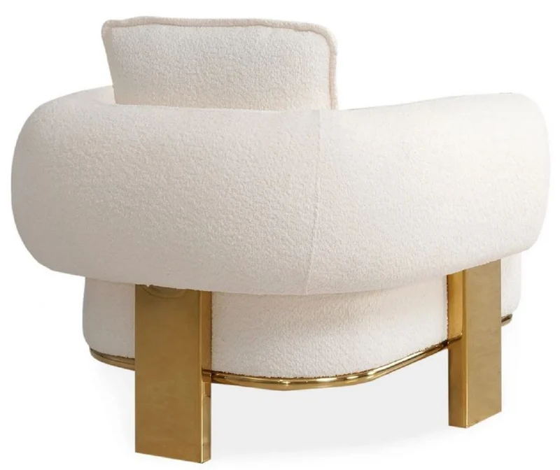 Casa Padrino Luxus Sessel Weiß / Messing 115 x 110 x H. 75 cm - Wohnzimmer Sessel - Hotel Sessel - Wohnzimmer Möbel - Hotel Möbel - Luxus Möbel - Luxus Einrichtung