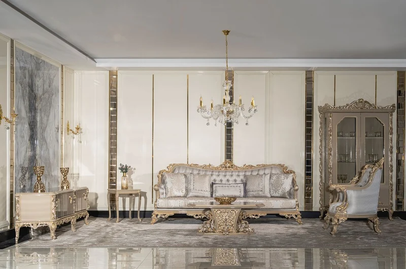 Casa Padrino Luxus Barock Vitrine Grau / Gold - Prunkvoller Massivholz Vitrinenschrank mit 2 Türen - Luxus Möbel im Barockstil - Barock Möbel - Edel & Prunkvoll
