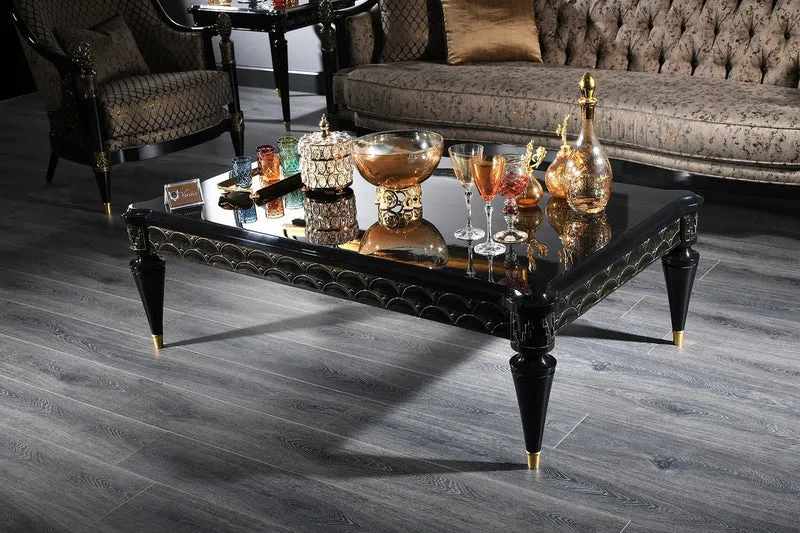 Casa Padrino Luxus Barock Wohnzimmer Set Silbergrau / Schwarz / Gold - 1 Chesterfield Sofa & 1 Sessel & 1 Couchtisch & 1 Beistelltisch - Barockmöbel