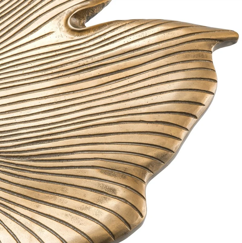 Casa Padrino Designer Beistelltisch Vintage Messingfarben / Schwarz / Gold 75 x 64 x H. 38,5 cm - Aluminium Tisch im Ginkgoblätter Design - Luxus Qualität