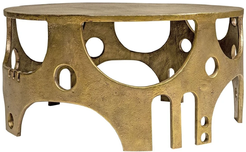 Casa Padrino Designer Aluminium Couchtisch Bronzefarben Ø 70,5 x H. 34 cm - Runder Wohnzimmertisch - Wohnzimmer Möbel - Luxus Kollektion