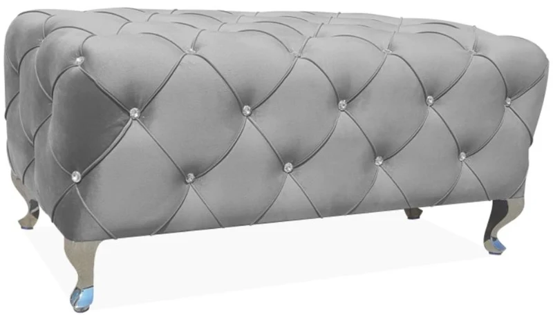 Casa Padrino Barock Sitzbank 100 x 50 x H. 46 cm - Verschiedene Farben - Gepolsterte Bank mit Glitzersteinen und Edelstahl Beinen - Barock Möbel