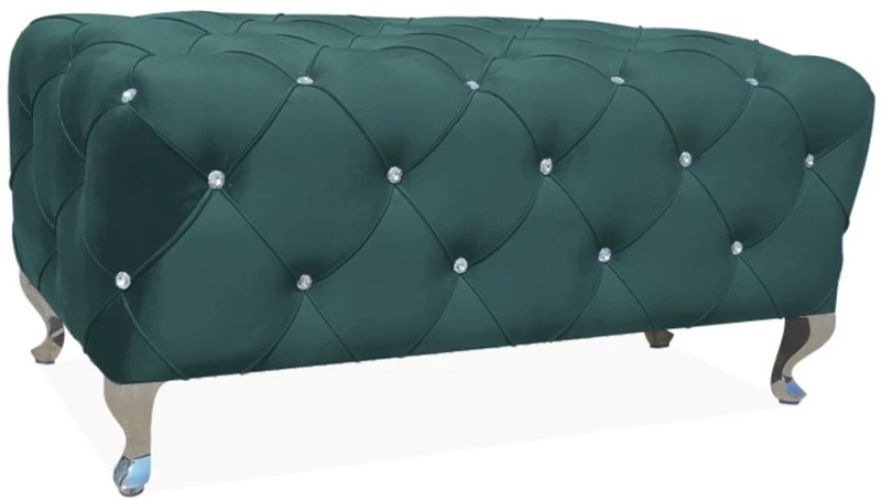 Casa Padrino Barock Sitzbank 100 x 50 x H. 46 cm - Verschiedene Farben - Gepolsterte Bank mit Glitzersteinen und Edelstahl Beinen - Barock Möbel