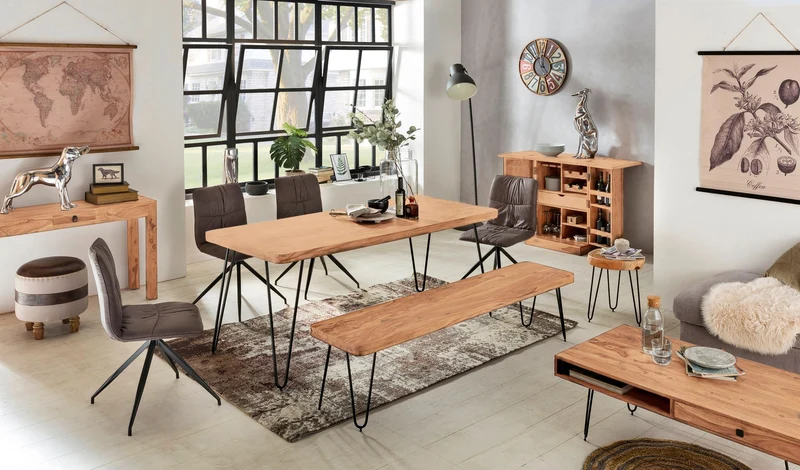 Hausbar LUCCA Akazie Massivholz Weinbar ausklappbar