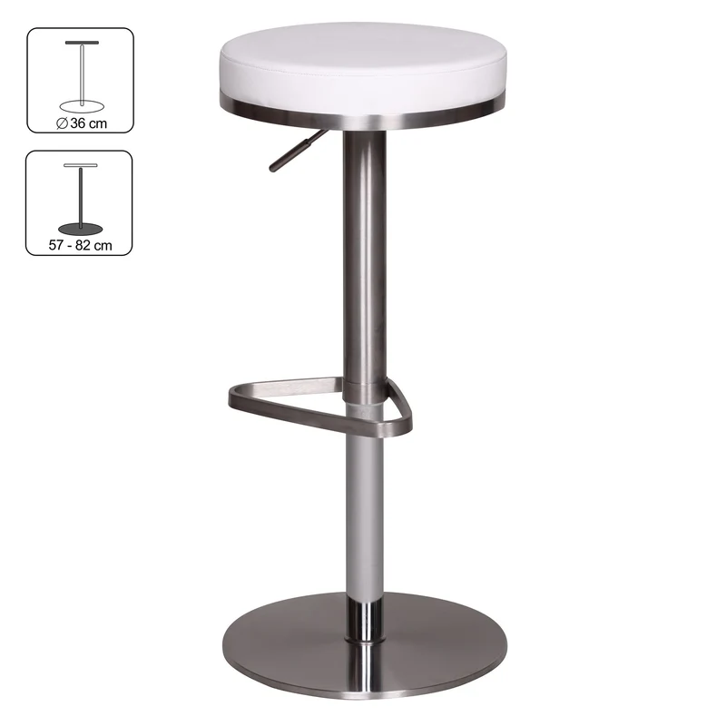 Barhocker WL1.294 Weiß Edelstahl verstellbare Sitzhöhe 360° drehbar