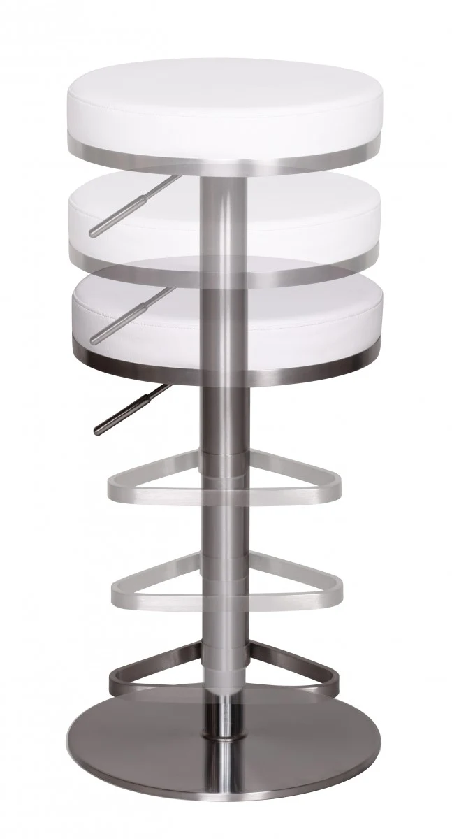 Barhocker WL1.294 Weiß Edelstahl verstellbare Sitzhöhe 360° drehbar